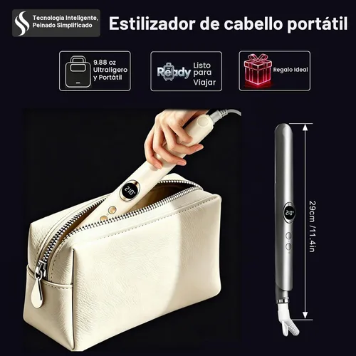 Vista 5 de Plancha y rizadora de cabello 2 en 1, doble voltaje 30W, calentamiento