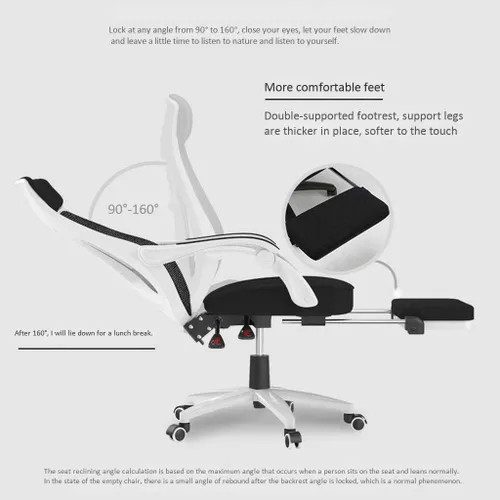 Vista 4 de Capacidad ergonómica de malla para computadora, reclinable, giratoria, ejecutiva, silla de escritorio de oficina, silla de tareas y soporte lumbar