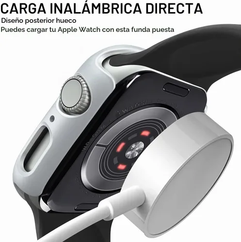 Vista 5 de Mugust Paquete de 4 unidades compatibles para carcasa Apple Watch 1.575 pulgadas Series 6 5 4 SE, carcasa rígida de PC parachoques marco