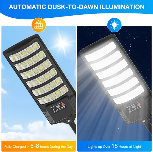 Vista 3 de Farolas solares impermeables para exteriores, luz de inundación gran angular de 320°, luz LED de estacionamiento solar con sensor de movimiento