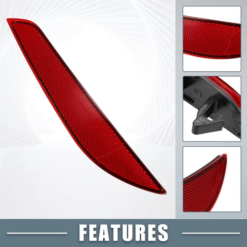 Vista 3 de Reflector de parachoques trasero 84037296 para Chevrolet Cruze 2016-2019 lado izquierdo rojo