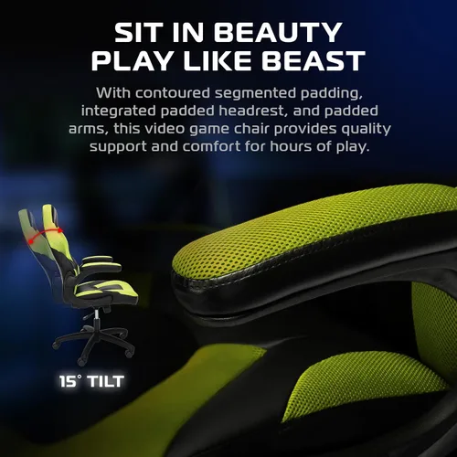 Vista 5 de RESPAWN 3085 Silla de juegos, silla ergonómica de oficina, reposacabezas Verde