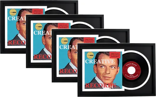 Vista 15 de Creative Picture Frames Marco de disco individual de vinilo de 7 pulgadas con doble paspartú negro y negro de 6 7/8 pulgadas y cubierta de 7 x 7