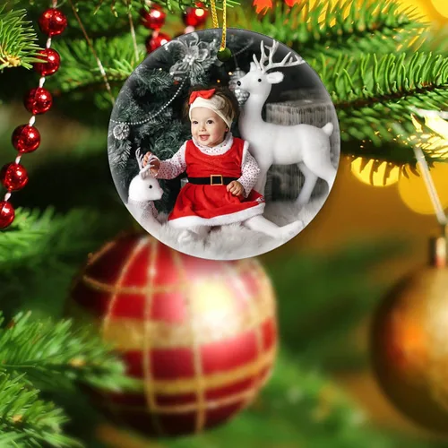 Vista 2 de Adornos de Navidad personalizados, adorno de matrimonio para la primera Navidad 2024, adorno de foto personalizado para mamá, adorno de primera