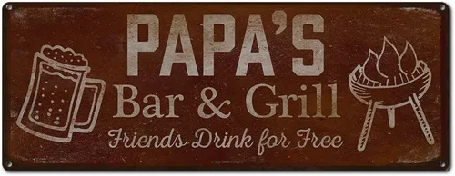 Vista 105 de Adam's Bar and Grill Friends Drink for Free, cartel de aluminio de 5.75 x 15.5 pulgadas, accesorios personalizados para bar y decoración de pared