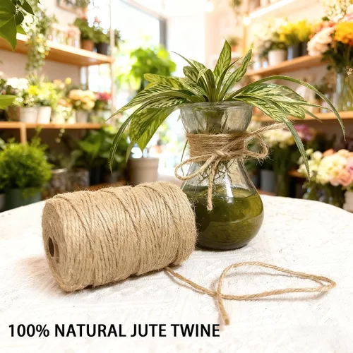 Vista 4 de Cordel de yute natural de 0.118 pulgadas y 328 pies para manualidades de regalo, proyectos de manualidades, envoltura, agrupación, embalaje