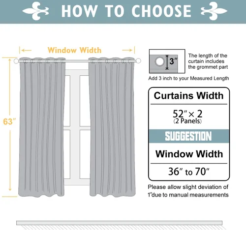 Vista 203 de ChrisDowa - Cortinas cortas para ventana de 40 pulgadas para dormitorio - Cortinas cortas con ojales y aislamiento térmico para oscurecer