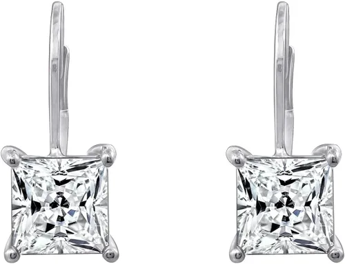Vista 2 de Tienda Essentials Sterling Silver Princess Cut Leverback Earrings made with Infinite Elements Cubic Zirconia (previously Tienda Collection)