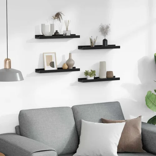 Vista 3 de Black Floating Shelves Set of 4, Wall Mounted MDF Shelves with Matte Finish for Living Room, Bedroom Decor Display