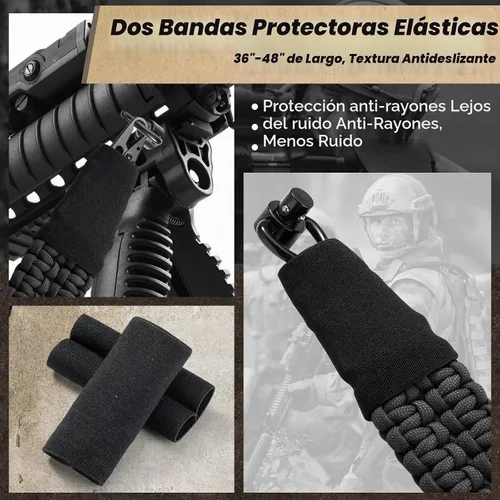 Vista 4 de VVAAGG Correa de 2 Puntos QD Ajustable de 550 Paracord con Gancho de Metal y Giratorias de Correa QD para Caza