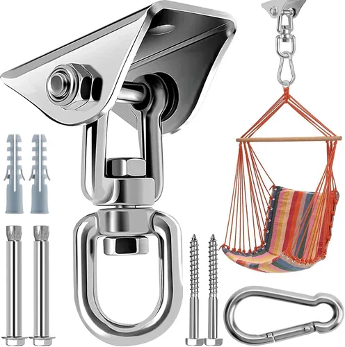 Vista 9 de Morzejar - Kit para colgar hamaca con cadena de columpio, ganchos de hamaca de acero inoxidable de 1000 libras de capacidad resistente, kit colgante