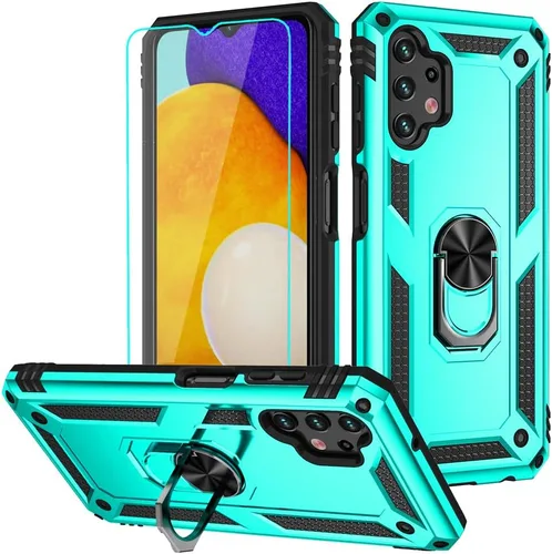 Vista 12 de Funda para Galaxy A13 4G, Samsung A13 4G con protector de pantalla HD, soporte de anillo de grado militar, soporte de automóvil de 15 pies, probada