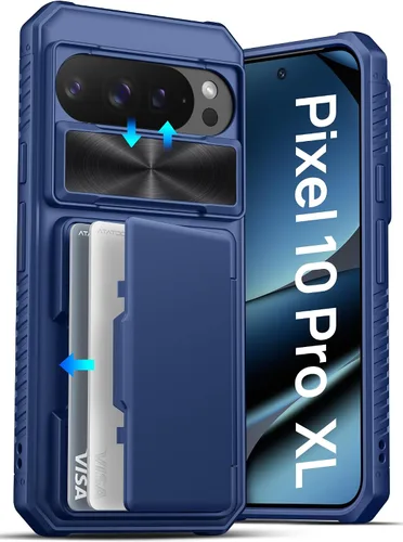 Vista 24 de ATATOO Funda tipo cartera para Google Pixel 10 Pro XL, tarjetero integrado (3-5 tarjetas) [bloqueo RFID] y cubierta de cámara deslizante, protección