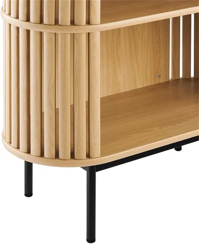 Vista 6 de Modway Fortitude - Estantería de tres niveles con almacenamiento abierto, color roble