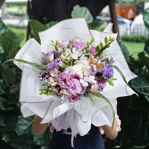 Vista 6 de Banxidi Papel de regalo floral coreano con borde dorado, 20 hojas, suministros para floristería, papel de regalo para ramo de flores, suministros