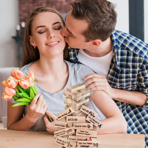 Vista 3 de Juego de torre de lujuria para adultos, juego de torre de bloque súper travieso de 48 piezas, juegos para parejas para adultos, juego de bloques