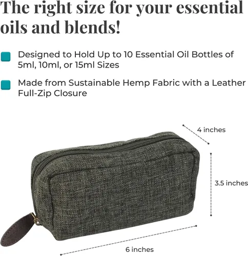 Vista 7 de Got Oils? Your Oil Tools - Estuche de transporte de aceite esencial, estuche de viaje portátil de cáñamo, capacidad para 10 botellas, adecuado
