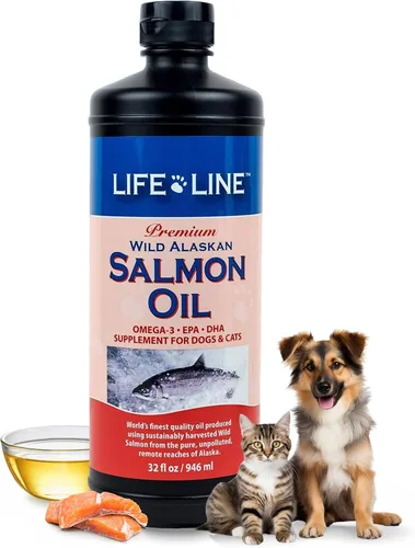 Vista 8 de Life Line - Aceite de salmón salvaje de Alaska para perros y gatos Suplemento de aceite de pescado omega-3 para la salud de la piel, pelaje