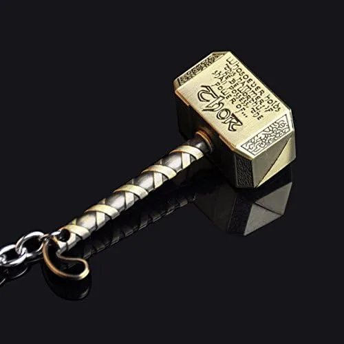Vista 2 de UVAIIE Juego de llaveros de metal (4 unidades), llavero de máscara de guantelete infinito de Thor Hammer para familiares y amigos (estilo 3), Style3