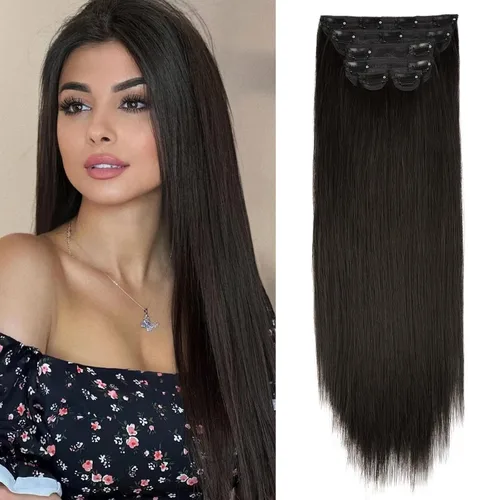 Vista 26 de WECAN Extensión de cabello con clip, de 20 pulgadas, mezcla de rubio ceniza y rubio decolorado, 6 piezas, extensiones de cabello largo ondulado