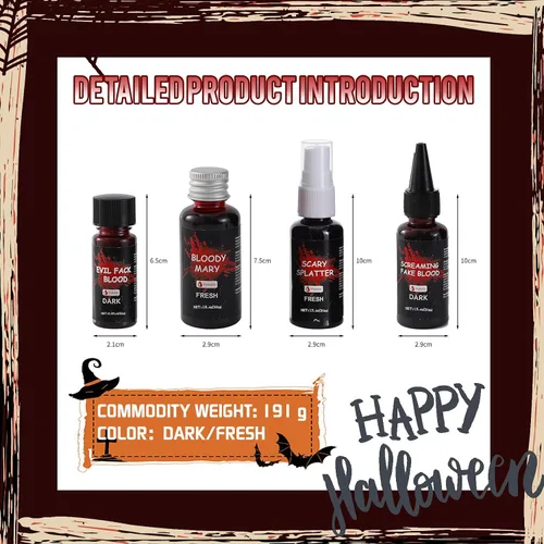 Vista 2 de Kit de maquillaje de cosplay de sangre falsa de Halloween 4pcs