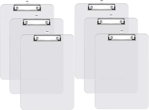 Vista 9 de Rimilak Portapapeles de plástico con clip de metal de perfil bajo, tablero translúcido, 12.5 x 9 pulgadas tamaño carta, suministros de oficina, Negro