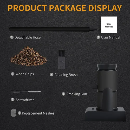 Vista 6 de BORUiT SK305 - Pistola de ahumar, infusor de humo portátil de mano, ahumador de cóctel, kit de ahumador de alimentos para cualquier carne, cóctel