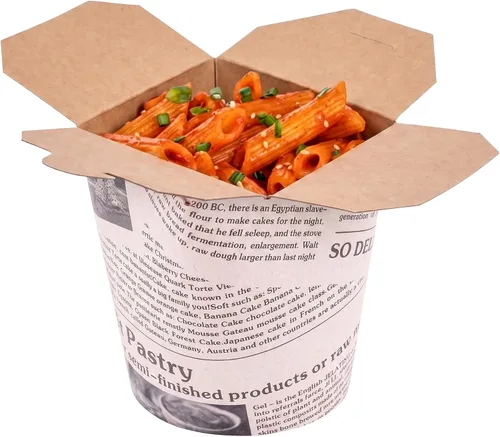 Vista 23 de Restaurantware Caja para llevar fideos de papel negro de 16 onzas, 200