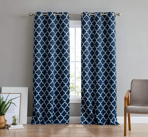 Vista 10 de HLC.ME Paneles de cortinas opacas con estampado de flechas para oscurecer la habitación, con ojales, para habitación de niños, juego de 2