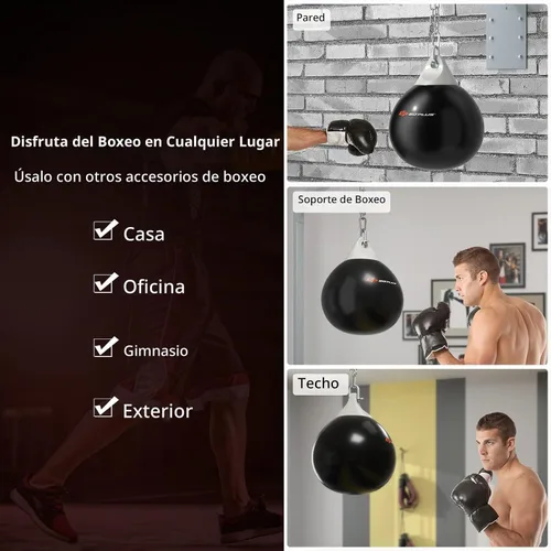 Vista 6 de Goplus Water Aqua Bag, 21'' 180 Pound /18” 110 Pound Heavy Punching Bag with Adjustable Metal Chain, Water Injection Hose, Boxing Training Bag for