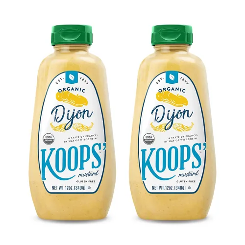 Vista 9 de Koops' Mostaza Dijon orgánica – Condimento Dijon, sin gluten, kosher, sin OMG, salsa de mostaza orgánica certificada por USDA, fabricado