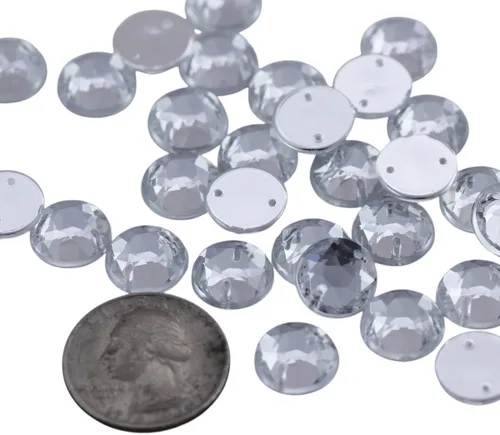 Vista 16 de Allstarco Cuentas de diamantes de imitación para coser con parte trasera plana de 0.472 in para manualidades, gemas redondas de plástico acrílico