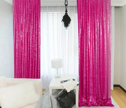 Vista 31 de ShinyBeauty Cortinas de Lentejuelas 2 Paneles 2ftx8ft Wine Telón de Fondo con Brillantina para Videos de YouTube Cortinas de Lentejuelas Borgoña