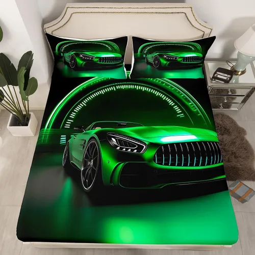 Vista 19 de Erosebridal Sábanas de Cama para Niños de Gato Lindo Tamaño Twin Línea de Arcoíris Neón Sábana Ajustable de Gato con Bolsillo Profundo para Niñas