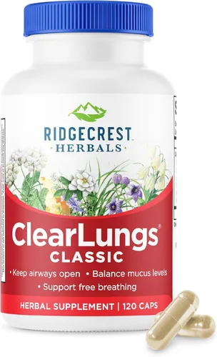 Vista 8 de RidgeCrest Herbals ClearLungs Classic Natural Pulmon Health Support 60 Ct