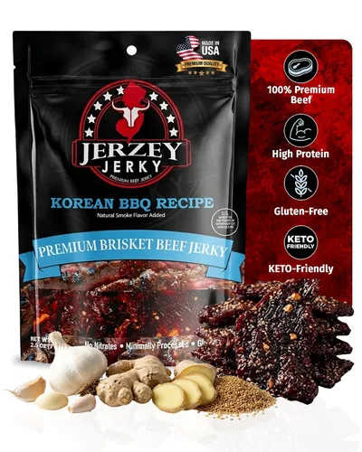 Vista 8 de Jerzey Jerky Carne Asada Brisket Jerky 2.5oz (2 Pack) – Bocadillos de carne de brisket asada con alto contenido en proteínas, sin gluten