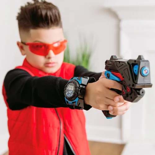 Vista 3 de Space Blaster Playset para niños – Ultimate Alien Combat Toy Juego de rol de 5 piezas Varita iluminada, gafas, cuchillo de juego de simulación
