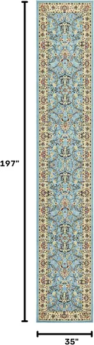 Vista 3 de Unique Loom Kashan Collection - Alfombra tradicional con diseño floral, color negro Celeste/azul marino