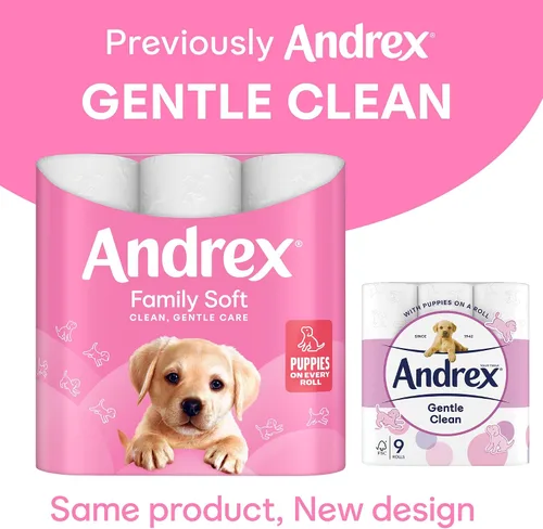 Vista 2 de Andrex Family Soft Toilet Tissue 72 rollos de papel higiénico (anteriormente Andrex Gentle Clean), suave para la piel de tu familia, paquete a