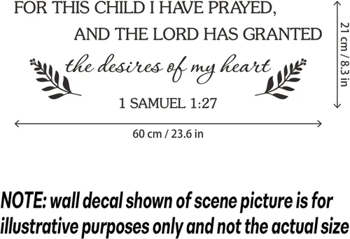 Vista 2 de Calcomanías de pared para niños, citas de las Escrituras, calcomanías de pared para este niño I Have Prayed, versículo bíblico de la Biblia