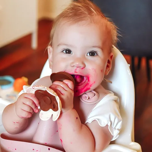 Vista 5 de Haakaa Flower Baby Alimentador de alimentos frescos con bandeja para congelador, molde de paletas de leche materna para alivio de enfriamiento