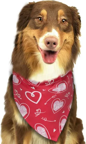 Vista 7 de Pañuelo rojo para perro con flecha de amor para el día de San Valentín, bufanda triangular, baberos, accesorios para mascotas, pañuelo para gatos