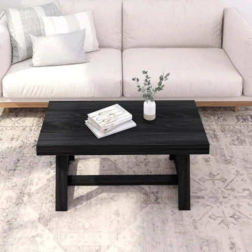 Vista 8 de Plank+Beam Mesa auxiliar rectangular clásica, mesa de centro de granja de 40 pulgadas, mini mesas centrales para espacios pequeños, mesa de té