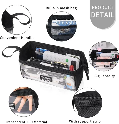 Vista 2 de iSuperb Estuche para lápices de gran capacidad, estuche organizador simple para adultos (negro)
