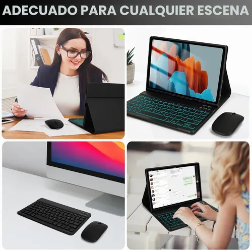 Vista 3 de LAMA Funda con teclado retroiluminado con mouse para Samsung Galaxy Tab S10 Lite/S10 FE/S9 FE de 10.9 pulgadas, funda delgada con teclado y mouse