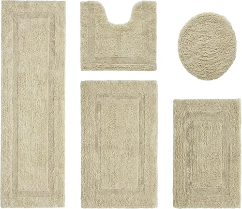 Vista 272 de Better Trends - Juego de 2 alfombras de baño 100% algodón, extra suaves, con borlas, de 17" x 24", alfombra de baño superabsorbente y reversible