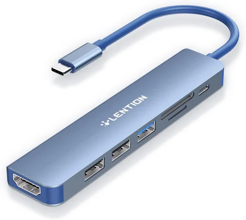 Vista 14 de LENTION Hub USB C con carga de 100 W, HDMI 4K a 60 Hz, lector de tarjetas dual, USB 3.0 y 2.0 compatible con MacBook Pro 2025-2016, nuevo Mac