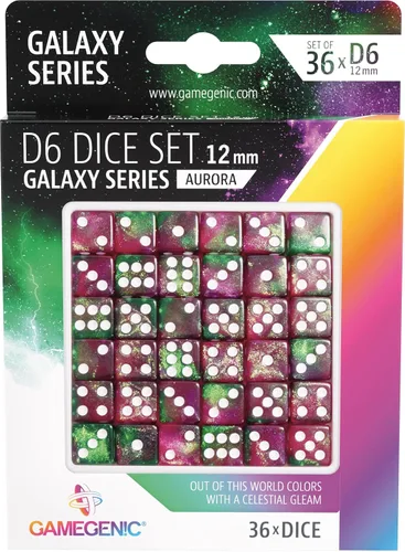 Vista 2 de Serie Galaxy - Aurora - D6 Juego de dados 0.472 in (36 piezas)