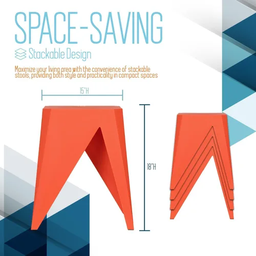 Vista 2 de InterSpaceLiving Zuho Taburete multiusos (2, naranja brillante)