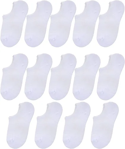 Vista 8 de JORMATT 14 pares de calcetines antideslizantes de algodón de corte bajo para niños pequeños y niñas